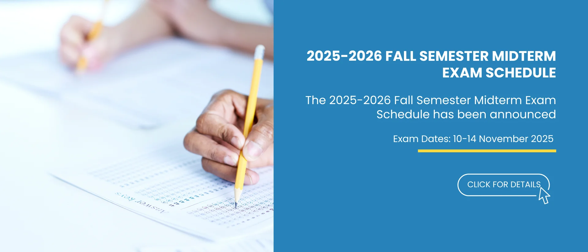 2025-2026 Fall Semester MIdterm Exam Schedule