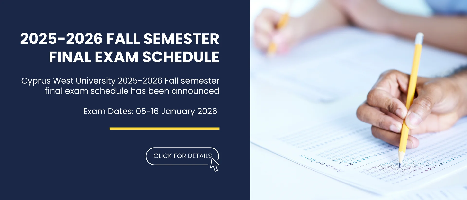 2025-2026 Fall semester fInal exam schedule